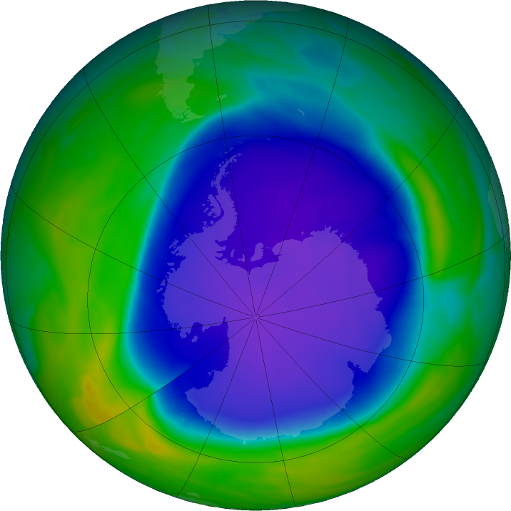 Antarctic ozone map for 20 October 2022
